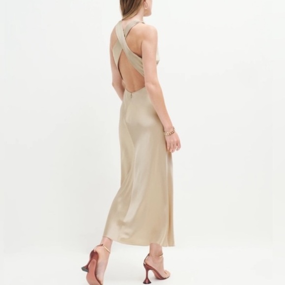NWOT Reformation Reformation Casette Silk Maxi Dress in Sand Tan - size 6 - Picture 3 of 13